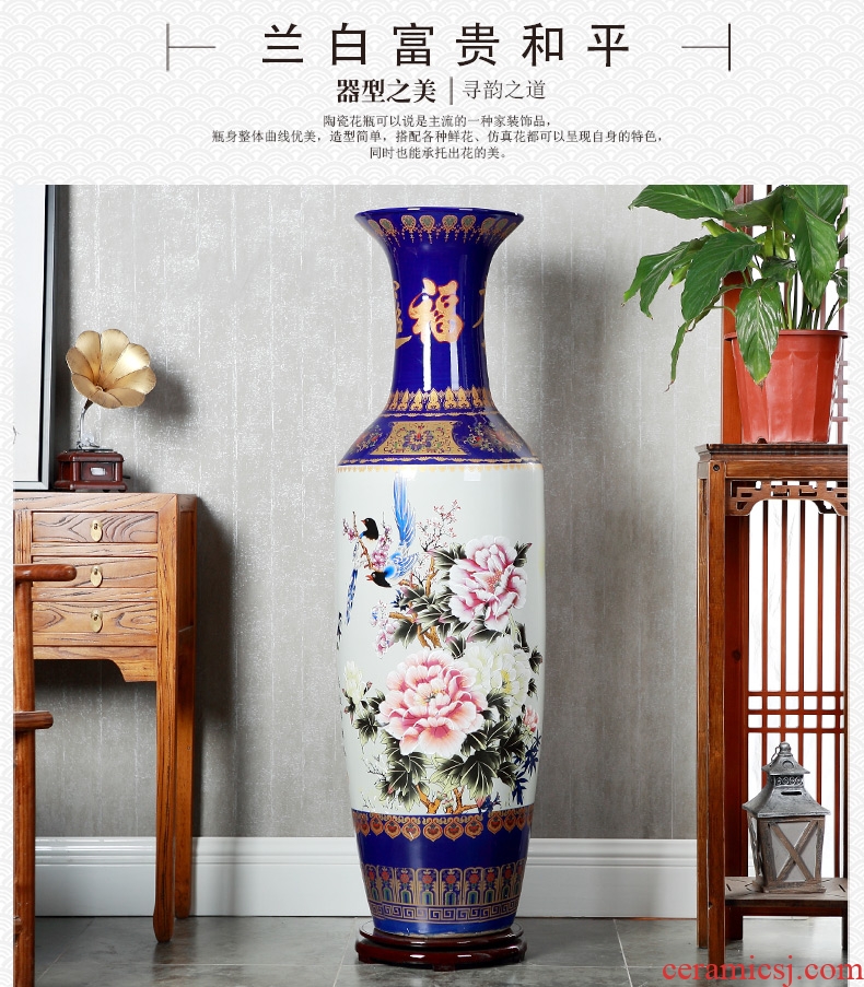 European vase is placed a large sitting room dry flower flower arranging high creative ceramic table household vase decoration decoration - 556163890433