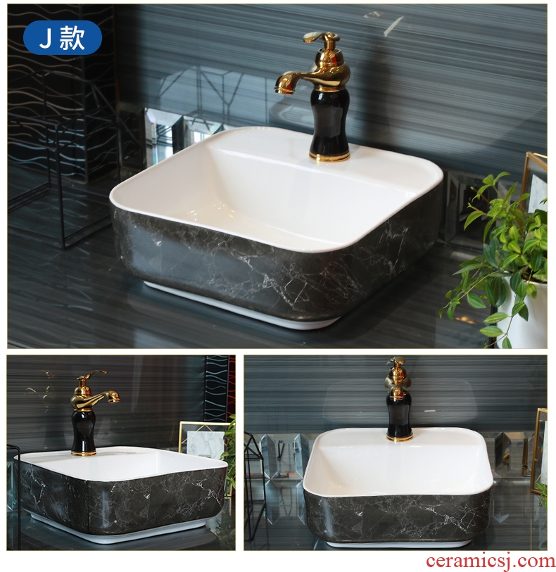 Contracted on the ceramic bowl lavatory square black marble basin of household toilet lavabo art