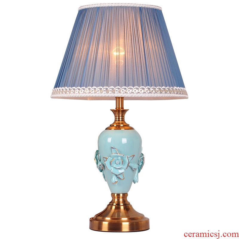 Decorative lamp contemporary and contracted American ceramic warm personality of bedroom the head of a bed warm light romantic home dimming control