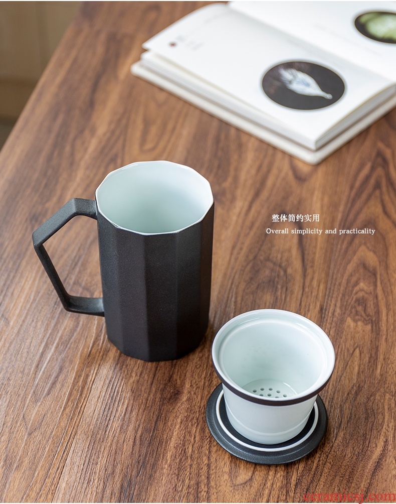 Ceramic tea cup with cover large capacity filter separation office cup tea cup individual household ultimately responds scented tea custom