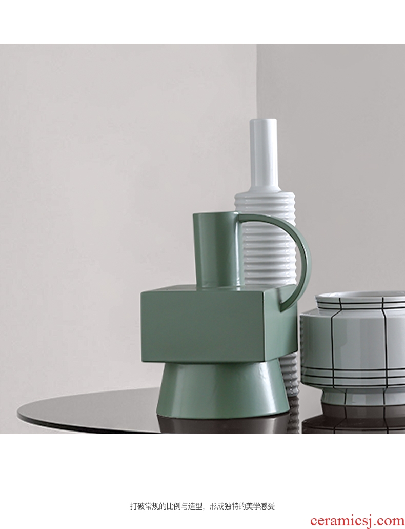 BEST WEST geometric kettle type ceramic vase model between soft light decoration key-2 luxury furnishing articles creative designer