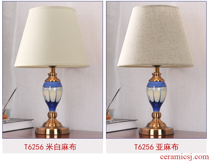 American ceramic desk lamp of bedroom the head of a bed is contracted and I new fashion decoration wedding celebration of creativity that move light of remote control