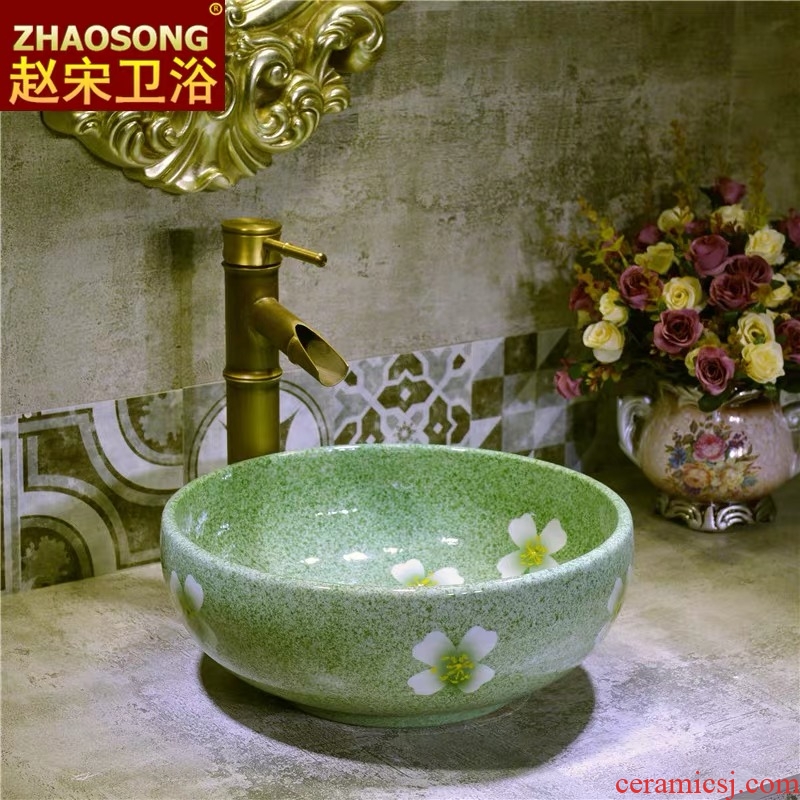 European ceramic art on the small basin of circular lavabo little space lavatory 35 cm large. 40 of the basin that wash a face