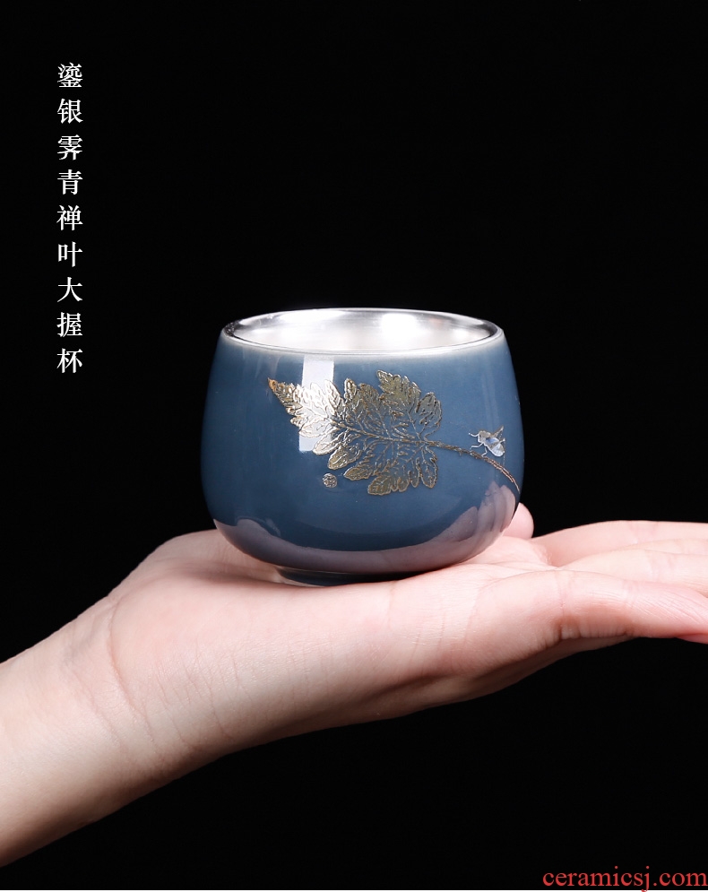 Tasted silver gilding silver cup cup large master cup single cup kung fu tea tea set, sample tea cup individual household ceramics