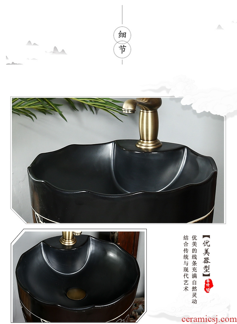 Archaize ceramic toilet one - piece basin balcony column type lavatory floor balcony column basin