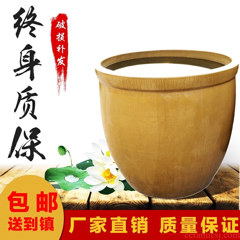 Ceramic large household fish tank yard fermentation cylinder barrel water lily lotus pickles JiangGang old kitchen