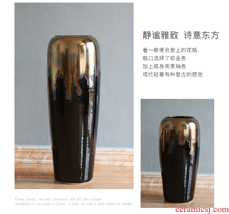 Modern Chinese style example room pottery vases, indoor and is suing water red ceramic cylinder of large ceramic vase vase - 599541203332