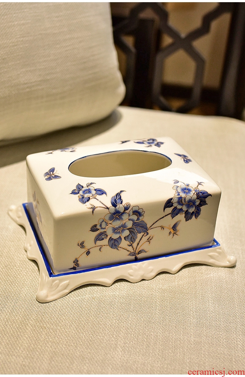 Murphy's new Chinese style ceramic paper towel box of American rural household adornment bedroom living room table smoke box furnishing articles