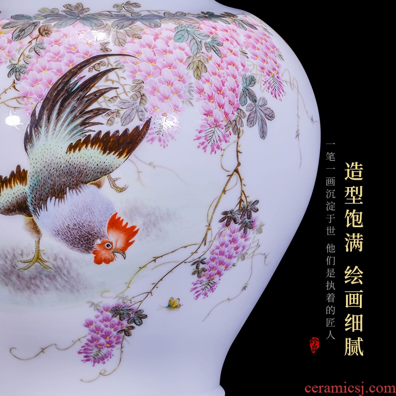 Jingdezhen ceramics hand-painted pastel dried flower vase household living room home TV ark type adornment furnishing articles