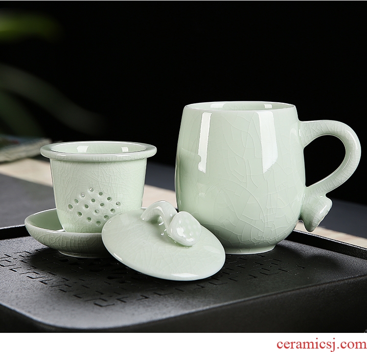 Open the slice your up ceramic cups with cover filter tea separate office boss personal cup tea tea cups
