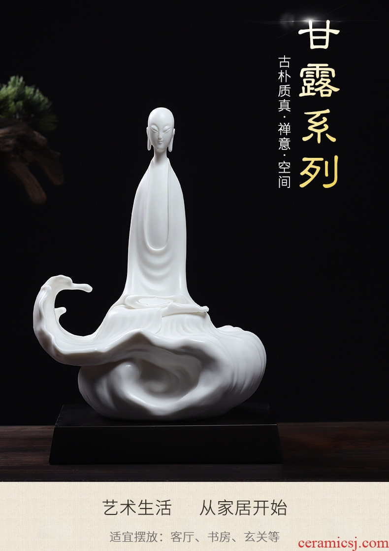 Oriental clay ceramic sculpture craft art new Chinese zen center desktop decoration furnishing articles/small dew