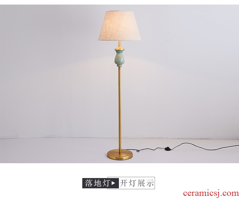American desk lamp contracted and I sitting room bedroom nightstand lamp floor lamp European new Chinese style full copper ceramic lamp