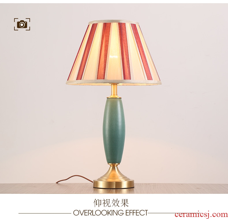 American whole copper ceramic desk lamp LED contracted warmth of bedroom the head of a bed of creative move between example ins chandeliers