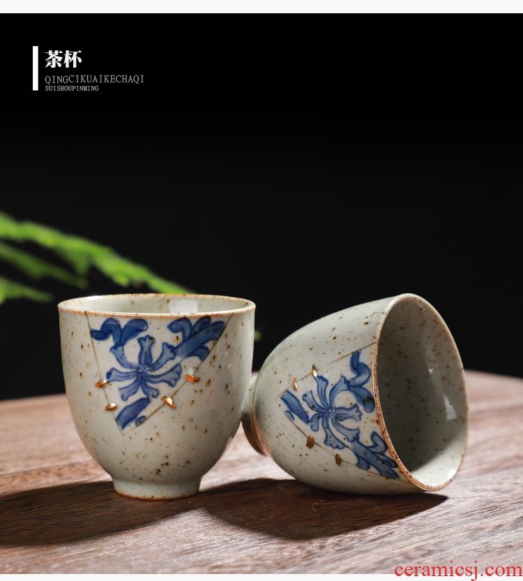 Coarse pottery pot a pot of restoring ancient ways travel two cups of tea set ceramic kung fu tea set Japanese single girder pot pot kettle