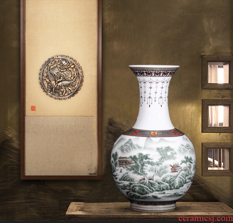 Jingdezhen ceramic floor vase modern European household soft adornment sitting room hotel villa place big vase - 591699843386