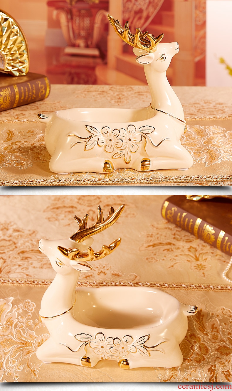 Home decorative furnishing articles European ceramic keys to receive dish the girlfriends moved into gifts deer furnishing articles of jewelry