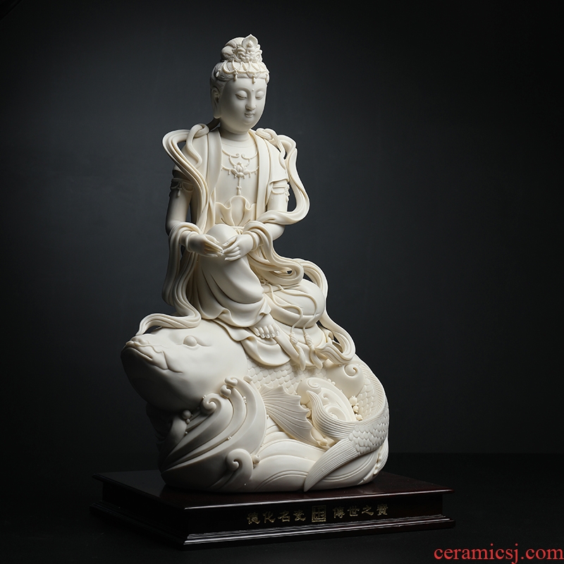 The east mud dehua white porcelain goddess of furnishing articles/master of sculpture art collection ceramics aojiang fish goddess of mercy