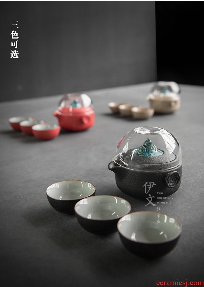 Even travel ceramic tea set crack simple tea cup outdoor kung fu tea set office gift boxes
