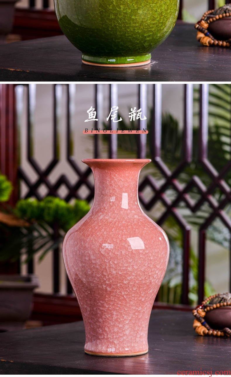 Jingdezhen ceramics flower vase creative archaize sitting room adornment new Chinese style household TV ark furnishing articles