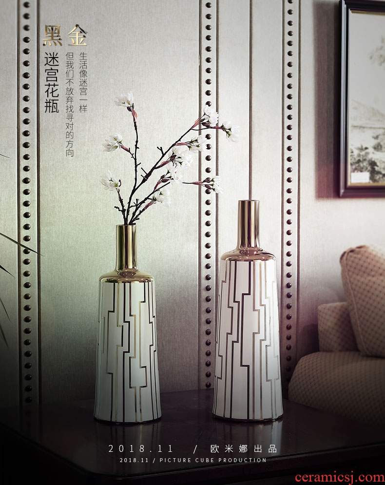 Light DEVY modern key-2 luxury jingdezhen ceramic vase hydroponic furnishing articles new Chinese flower arrangement sitting room hand big vase - 581948661563