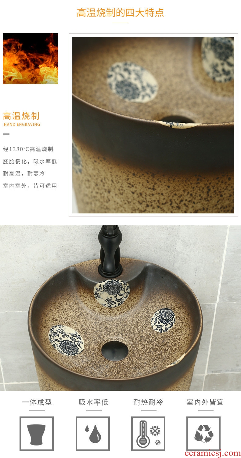 Chinese style restoring ancient ways ceramic one-piece lavabo hotel bathroom washs a face basin large courtyard sink outdoors