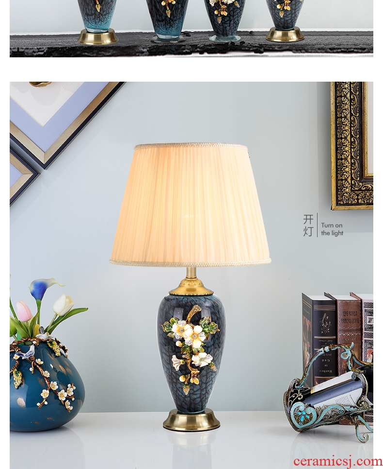 Cartel key-2 luxury colored enamel porcelain lamp type copper creative villa living room lamp of bedroom the head of a bed