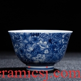 Jingdezhen ceramic masters cup hand - made sample tea cup individual cup of kung fu tea heavy industry small bowl of blue and white porcelain cup