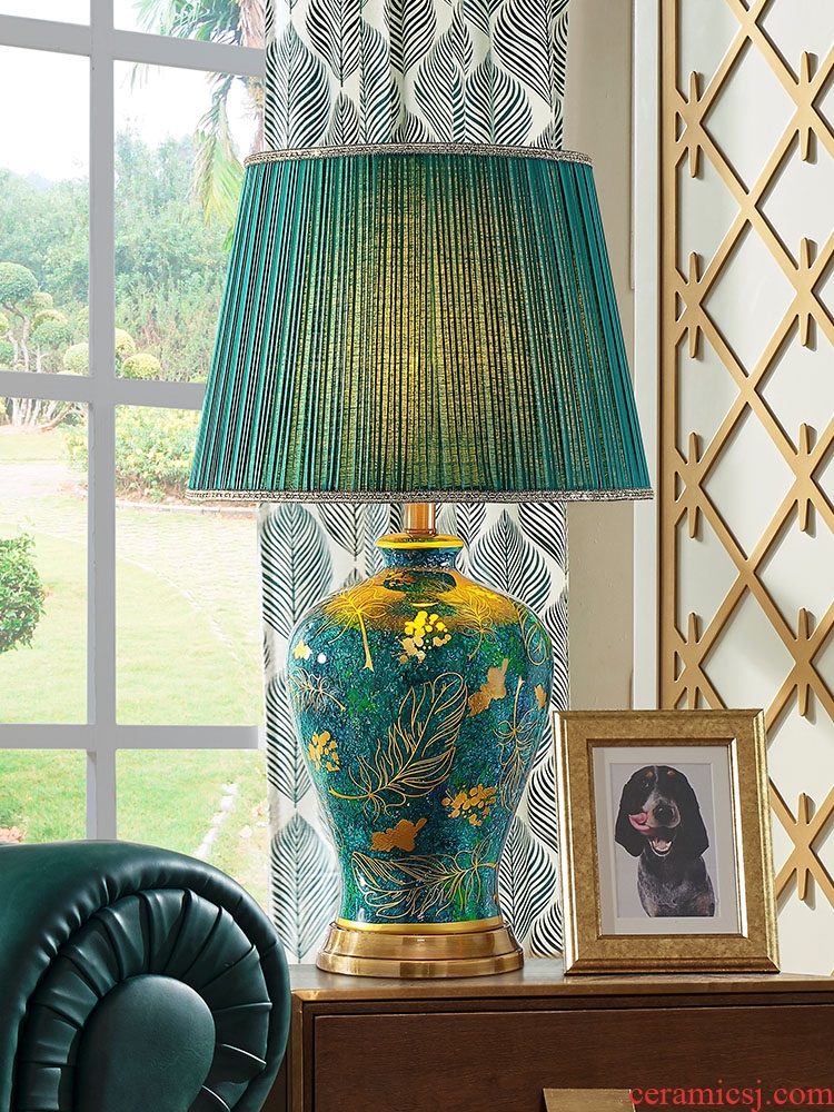 American ceramic desk lamp towns sitting room sofa tea table of bedroom the head of a bed emerald green large key-2 luxury villa retro atmosphere