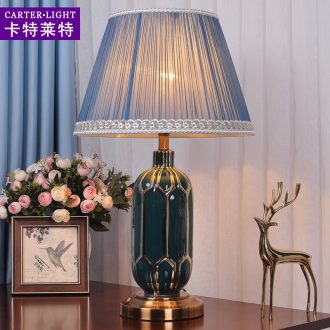 American simple desk lamp bedroom berth lamp ceramic sitting room, study modern warm romantic wedding creative remote control