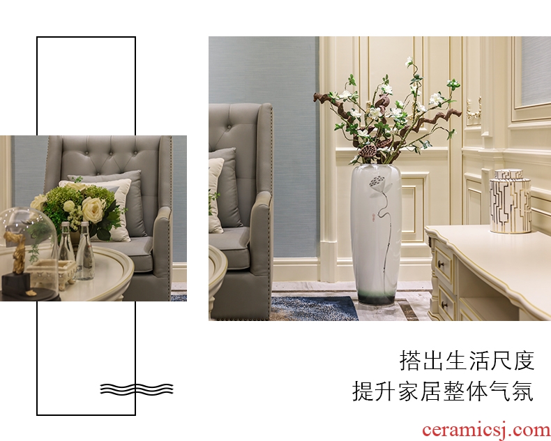 Jingdezhen ceramic hand - made pastel ensemble of large vase home sitting room hotel Chinese large - sized furnishing articles - 585130520325