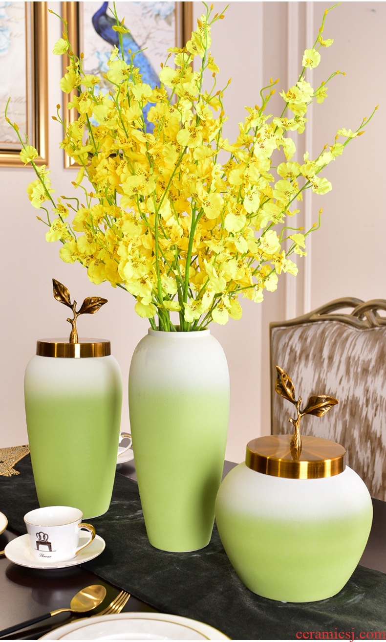 Tank large vases, ceramic flower vase vase of rural creative high blue and white lilies vase vase - 597858539743
