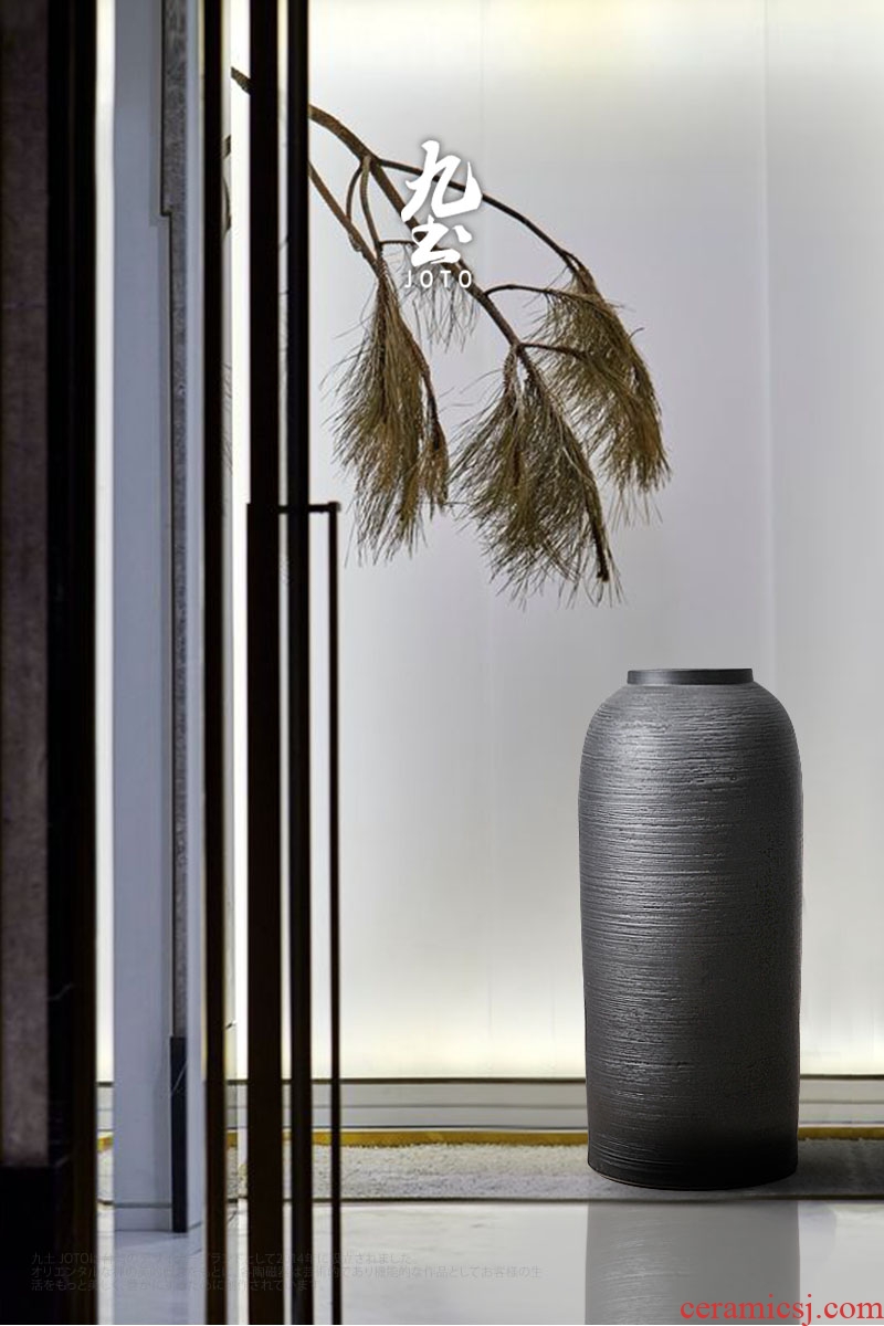 White ceramic dry flower vases, large sitting room flower arranging flower implement Nordic light key-2 luxury household wind dermatoglyph up phnom penh vase - 603967768101