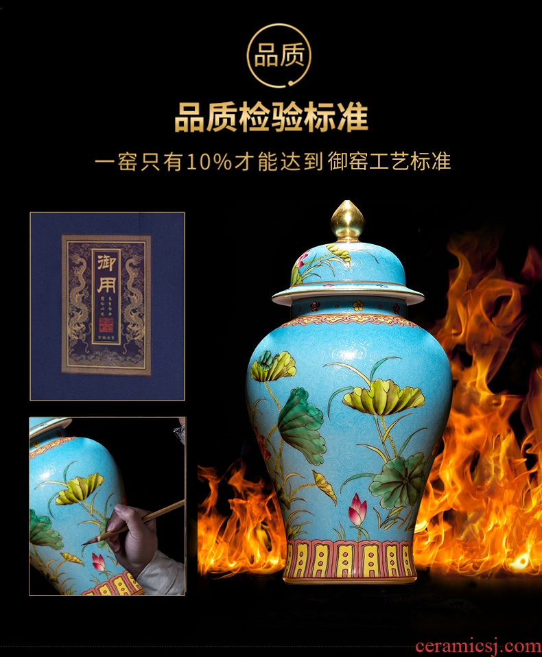 Better sealed up the hand - made big vase general blue and white porcelain jar of archaize sitting room place jingdezhen ceramic decorations - 599189535671