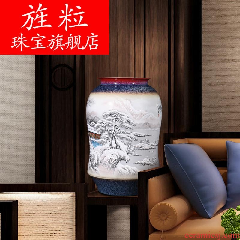 Cn jingdezhen ceramics hand-painted pastel big vase collection of new Chinese style household and friends sitting room adornment is placed through the snow