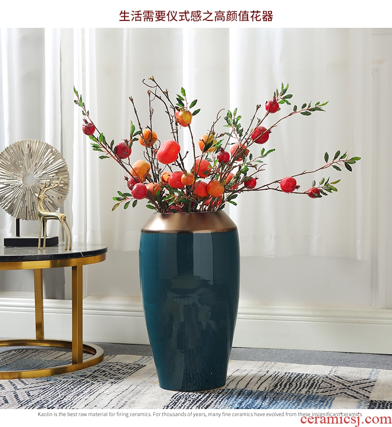 The Big ground ceramic vase furnishing articles European living room TV cabinet dry flower adornment household size flowerpot Roman column - 600317618219