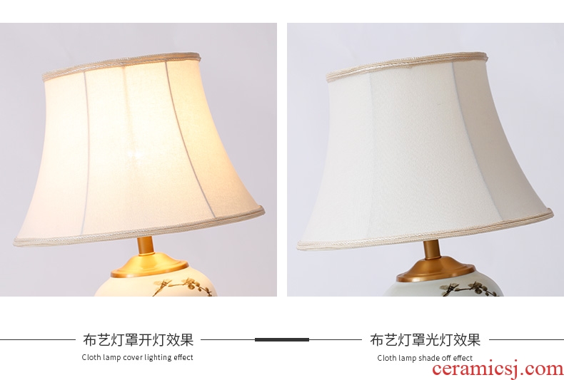 New Chinese style full copper ceramic desk lamp sitting room bedroom berth lamp Chinese wind restoring ancient ways zen hand - made decorative warmth