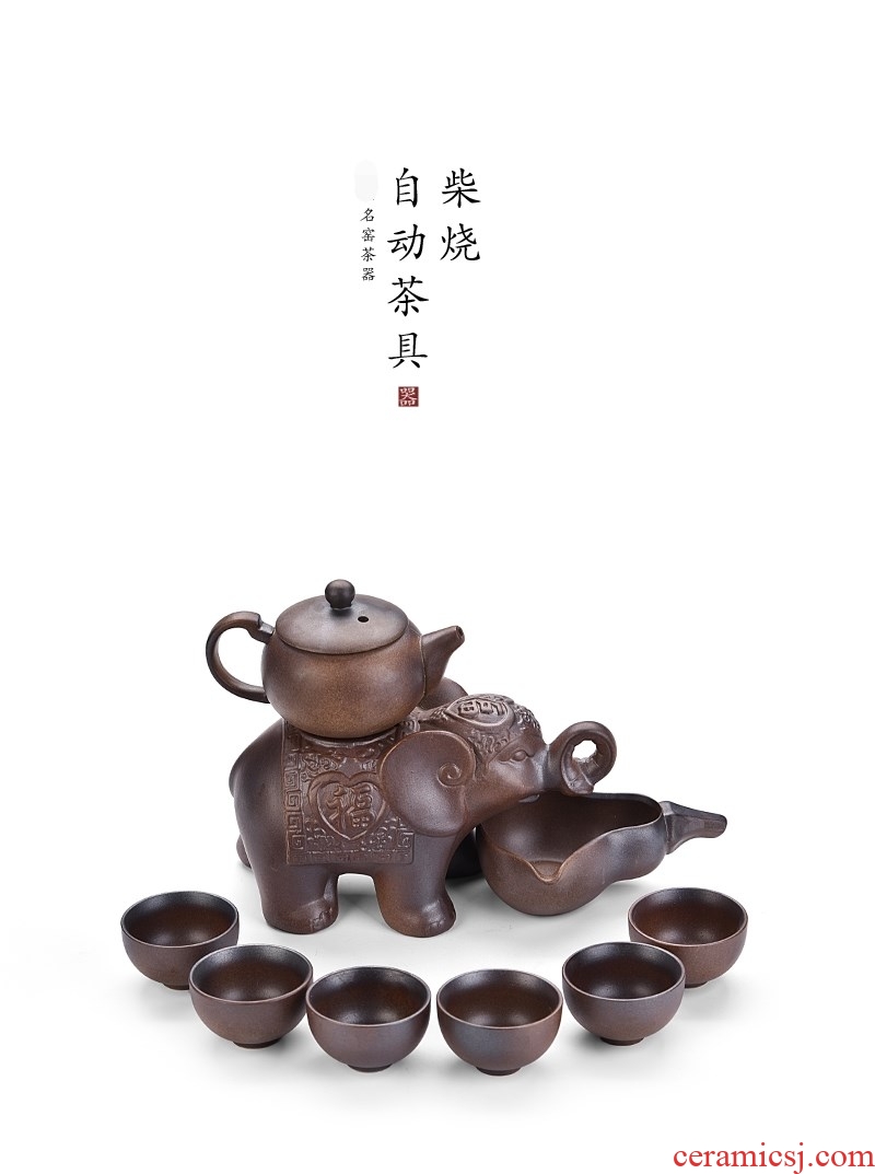 Kung fu tea sets tea cups domestic stone mill lazy creative ceramic teapot mill half with tea