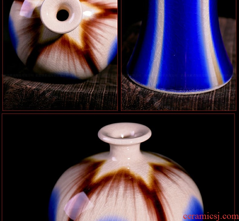 Continuous grain color glaze up porcelain vase when modern ShangBing crack glaze up vase furnishing articles flowers home