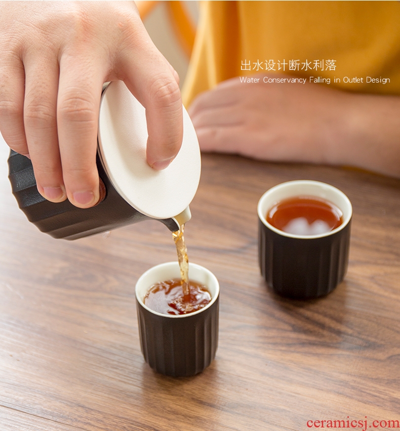 Ceramic bag kung fu tea set is suing a pot of 2 cup crack cup portable with custom logo