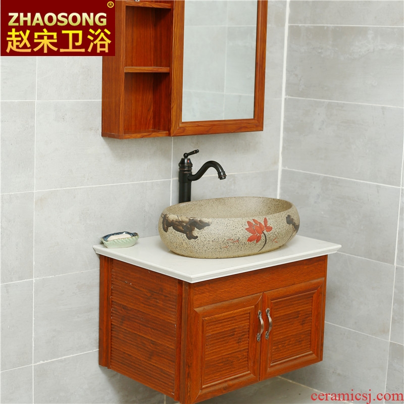 New Chinese style restoring ancient ways household creative ceramic lavabo of toilet stage basin large oval lotus sinks the balcony