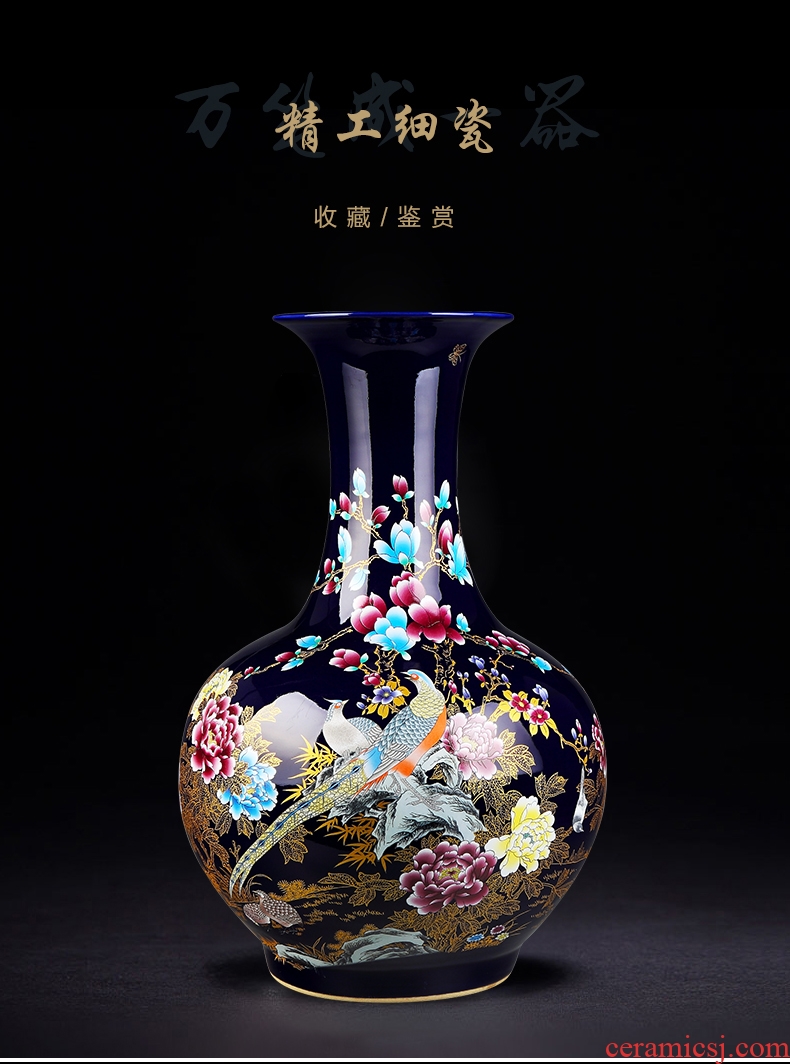 Jingdezhen ceramics colored enamel landing large gourd vases, feng shui living room home furnishing articles - 598332060952