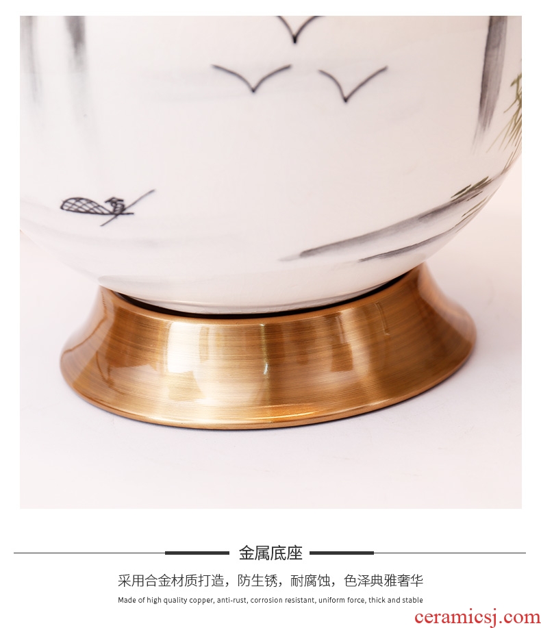 New Chinese style ceramic desk lamp sitting room bedroom berth lamp of modern Chinese wind restoring ancient ways zen hand-painted decorative warmth