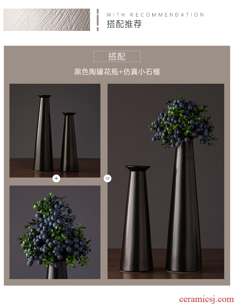 Jingdezhen ceramic vase simple retro black sitting room porch TV ark, home furnishing articles new decorative vase