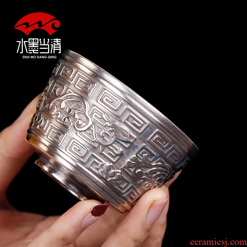 Single cup tea tasted silver gilding silver restoring ancient ways, master kung fu handmade ceramic cups a single large tea cup