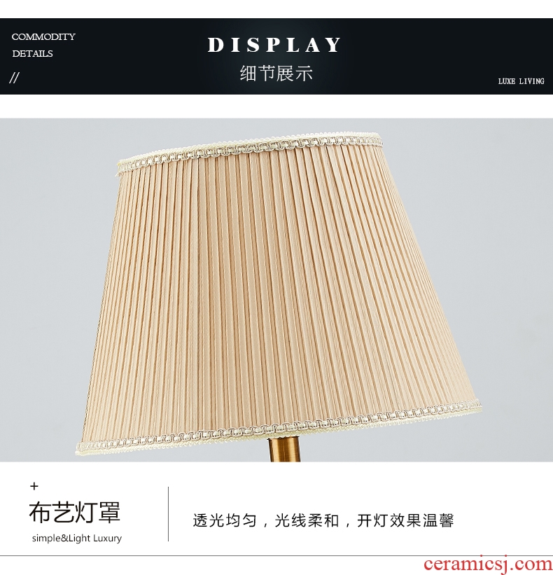 Floor lamp sitting room is contracted and contemporary American new Chinese style western-style sweet household vertical ceramic desk lamp of bedroom the head of a bed