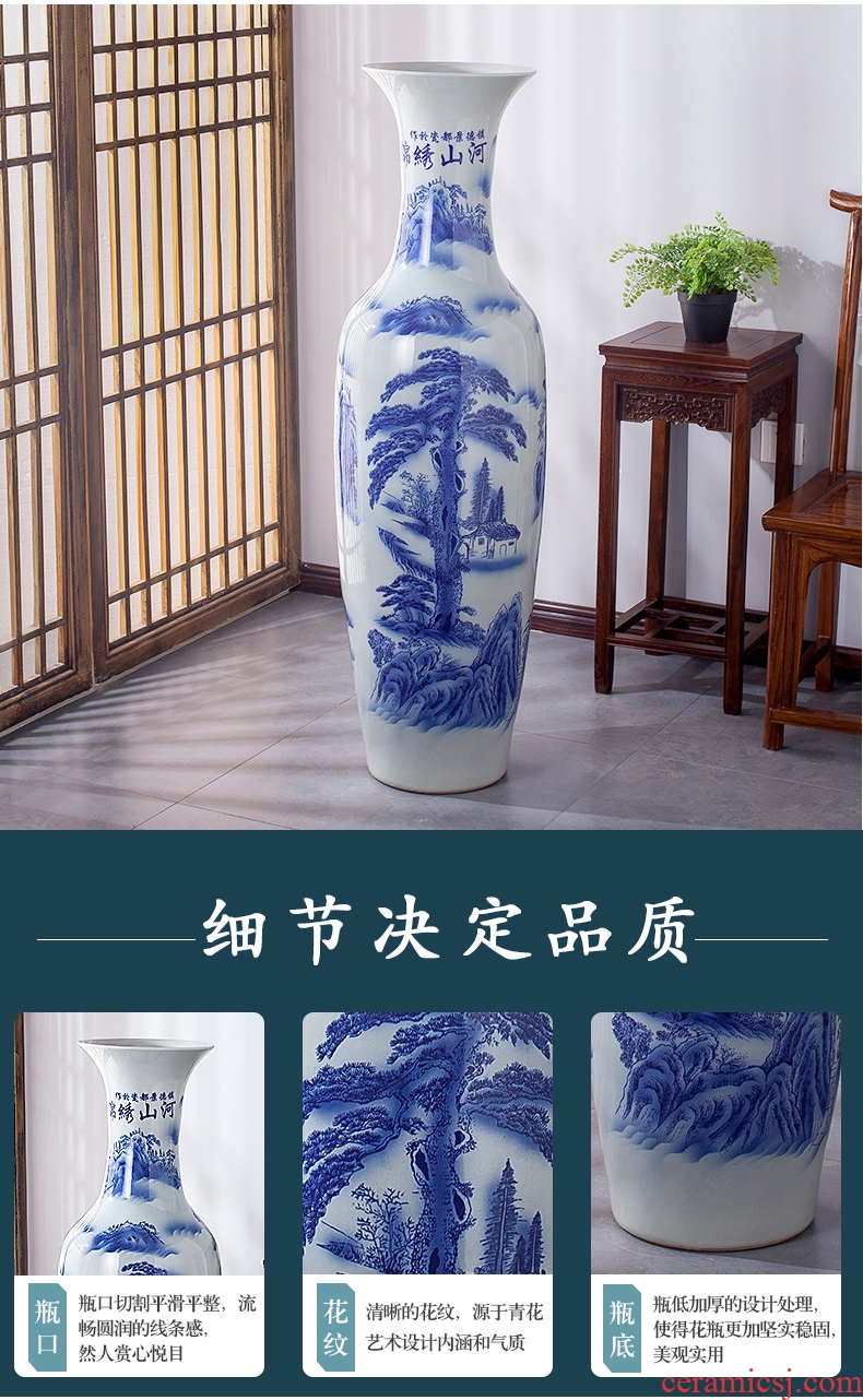 Sitting room ground high dry bouquet porch place Europe type TV ark - 595481935034 ceramic creative soft adornment blue vase