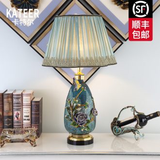 Cartel key-2 luxury colored enamel porcelain lamp type crystal creative villa living room lamp of bedroom the head of a bed