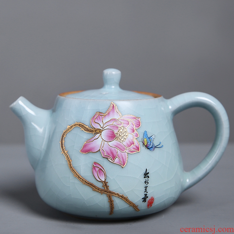 Auspicious edge home your up open piece of pottery and porcelain of a complete set of kung fu tea cups tureen teapot tea sets the see colour