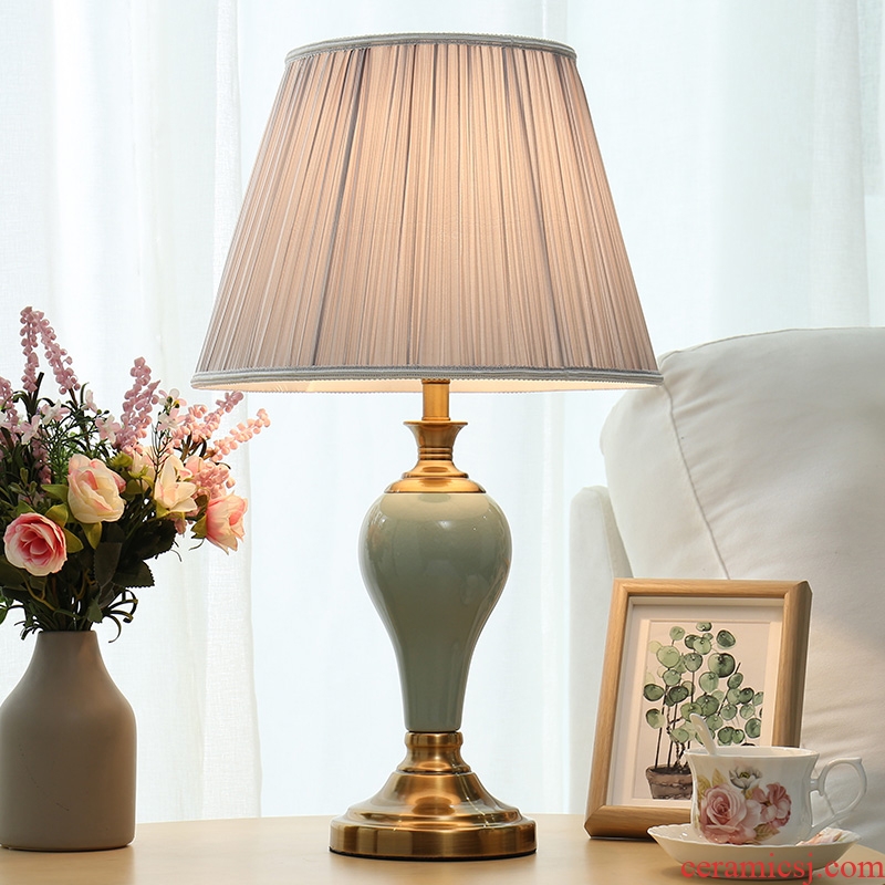 American ceramic small table lamp of bedroom the head of a bed idea marriage room warm European contracted and contemporary Nordic light lamps and lanterns of luxury