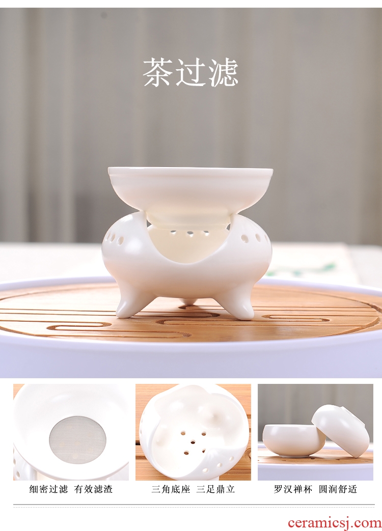 Tea set household contracted kung fu Tea cups of a complete set of ceramic teapot set matte enrolled white porcelain up dried Tea desk tray